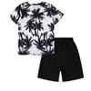 Little Kid Shorts Sets Kids Summer Beach Outfit  Pulm Leaves Pattren Short Sleeve Shirt Top with Shorts Suits - 2 of 4