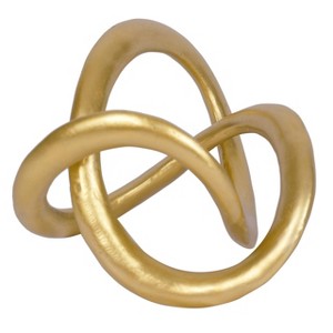 Itopfox gold geometric knot sculpture 1 piece 5.5 x 3.5 x 5.8 inch modern resin tabletop decor for shelves mantel coffee table - 1 of 4
