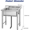 Stainless Steel Freestanding Utility Sink, Single Bowl with Backsplash,Commercial Prep for Kitchen, Garage, Laundry - 3 of 4