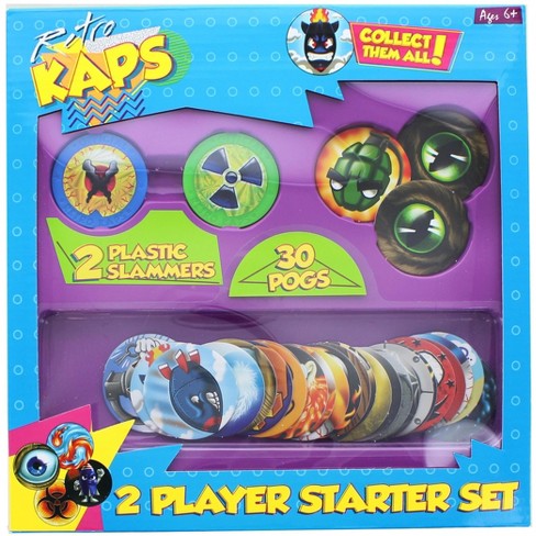 Collectable Pog Retro Kaps 2-Player Starter Set Game 30 Pogs & 2 Slammers 