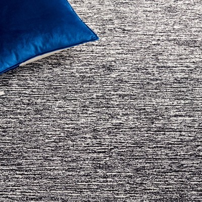 Black and Ivory Abstract Handmade Wool Tufted Rug, 8' x 10'