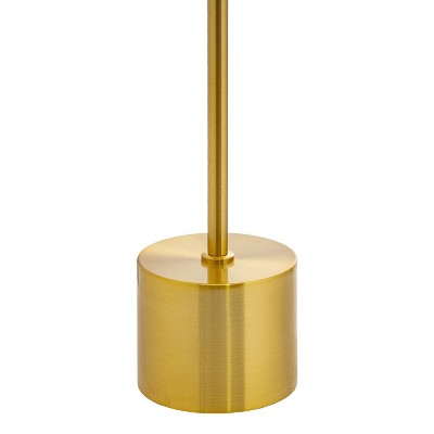 21.25" Brushed Gold Metal Table Lamp with Pink Glass Shade