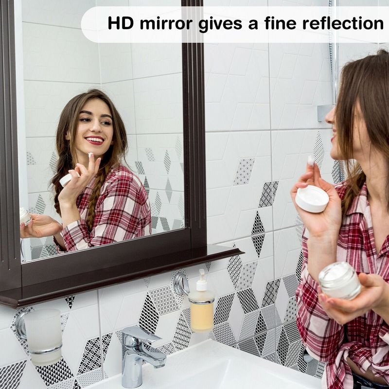 Costway Bathroom Wall-Mounted Mirror W/Shelf Vanity Makeup Mirror Multipurpose, 4 of 10