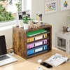 Simple Trending Paper Organizer Letter Tray, 4-Tier Wooden Mesh Desk File Organizer, Paper Sorter Folder Holder for Office Home School, Rustic Brown - 2 of 4