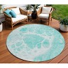 Aqua Teal Blue And Ivory Nautical Washable Indoor Outdoor Area Rug - 2 of 4