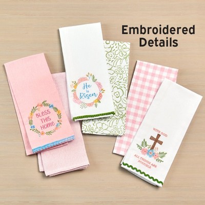 The Lakeside Collection Embroidered Kitchen Towels Religious Set of 2