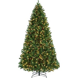 6ft Pre-Lit Premium Hinged Artificial Christmas w/ 1,000 Branch Tips, 300 Lights - 1 of 4