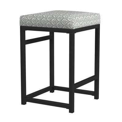 24-Inch Backless Light Gray Print Metal Counter Stool
