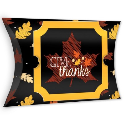 Big Dot of Happiness Give Thanks - Favor Gift Boxes - Thanksgiving Party Large Pillow Boxes - Set of 12