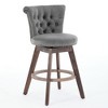 ORRD 26" Counter Height Bar Stools (2-Pack) - 360° Swivel, Velvet Upholstered, Wood Legs (Gray) - 4 of 4