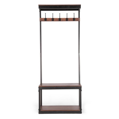 Willards Modern Industrial Handcrafted Mango Wood Coat Rack with Bench Cafe Brown/Black - Christopher Knight Home