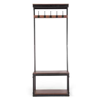 Willards Modern Industrial Handcrafted Mango Wood Coat Rack with Bench Cafe Brown/Black - Christopher Knight Home