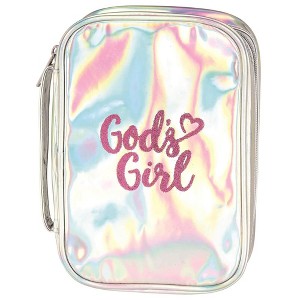 White Dove Designs Bible Cover-God's Girl-Large-Shiny Silver w/Pink Lettering (Aug) - 1 of 2