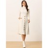 Allegra K Women's High Waist Solid Button Front A-Line Belted Corduroy Midi Skirt - 3 of 4