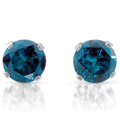 Pompeii3 1ct Blue Diamond Studs 14K White Gold