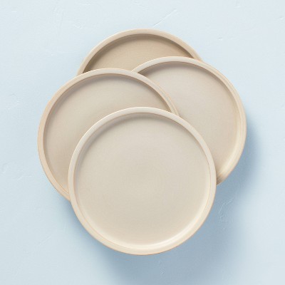 4pk 10.5" Modern Rim Stoneware Dinner Plate Set Taupe - Hearth & Hand™ with Magnolia