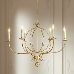 Rennnsan Galvera 33" W 6 -Light Dimmable Mid-Century Candle-Style Chandelier in Gold - 1 of 4