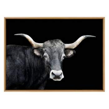 Kate & Laurel All Things Decor 31.5 "x 41.5" Sylvie Tudanca Cow Longhorn Bull Cattle Animal Framed Canvas Wall Art