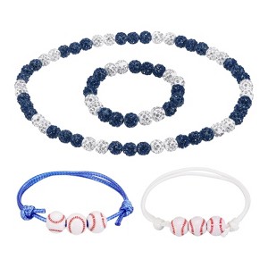Unique Bargains Baseball Necklace Set Bling Rhinestone Beaded
