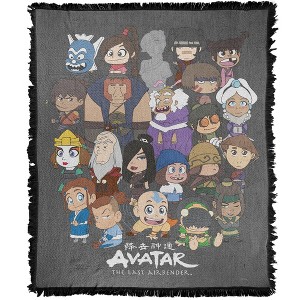 Avatar The Last Airbender Chibi Group Blanket 50"x60" Woven Tapestry - 1 of 4