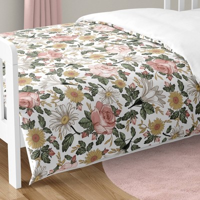 Image of 5pc Vintage Floral Toddler Kids' Bedding Set Pink and Green - Sweet Jojo Designs