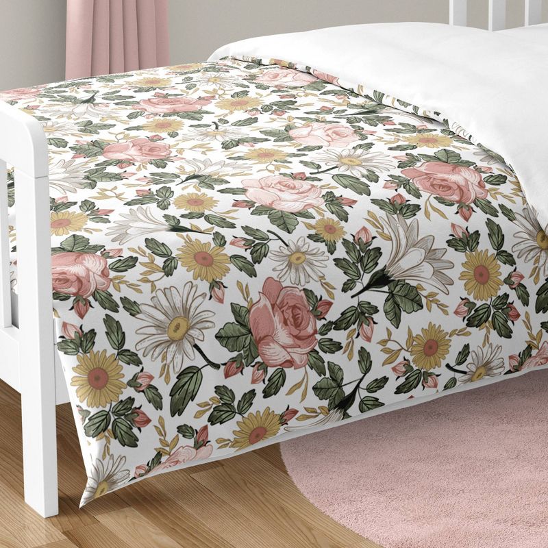 5pc Vintage Floral Toddler Kids&#39; Bedding Set Pink and Green - Sweet Jojo Designs, 1 of 8