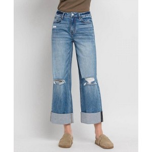 Women's Rosy Super High Rise Double Cuffed Baggy Wide Jeans - LOVERVET - 1 of 4