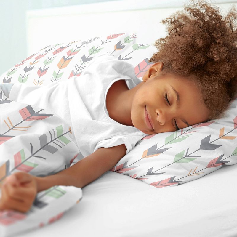 3pc Mod Arrow Full/Queen Kids&#39; Comforter Bedding Set Coral and Mint - Sweet Jojo Designs, 4 of 7