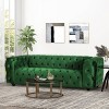 Sagewood Contemporary Velvet Tufted 3 Seater Sofa Emerald/Espresso - Christopher Knight Home: Luxurious Upholstered Couch - image 2 of 4