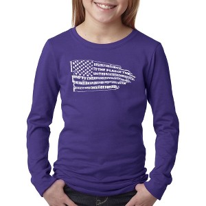 LA Pop Art Girl's Word Art Long Sleeve - Pledge of Allegiance Flag - 1 of 4