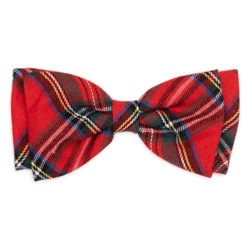The Worthy Dog Red Black Multicolored Plaid Bow Tie Adjustable Collar Attachment Accessory, 1 of 3