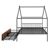 Metal House Platform Bed With Roof Frame, Under Bed Drawers Storage Unit, Sturdy Slats Supports, No Box Spring Needed, Kid Bedroom Furniture - 2 of 4