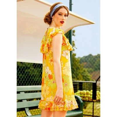 That Tropical 'Frilling' Mesh Mini Dress