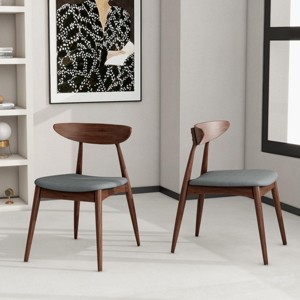 SEVOBAL Dining Chairs Set of 2 Retro Rubberwood Chair with Ergonomic Backrest and Plush Cushions for Dining Spaces, Gray, 19.75"*22.5"*28.75" - 1 of 4