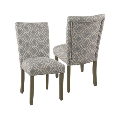 Set Of 2 Parsons Dining Chair Geometric Ash Gray - Homepop: Upholstered ...