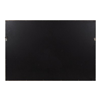 Walnut Wood Framed Rectangular Wall Mirror with Hooks