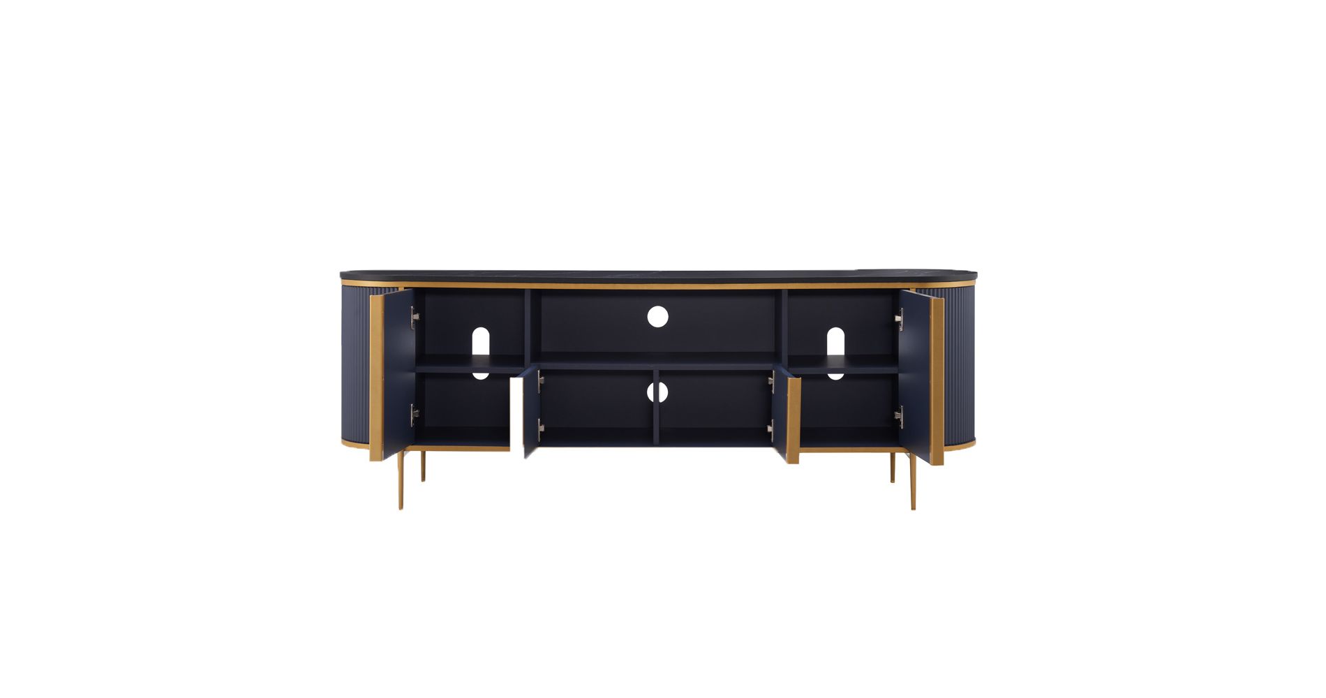 SinCiDo 70" Luxury TV Stand w/Faux Marble Top, Modern TV Console for TVs Up to 80 inches