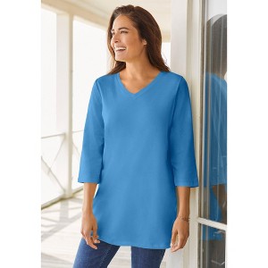 Woman Within Perfect Three-Quarter Sleeve V-Neck Tunic - 1 of 4