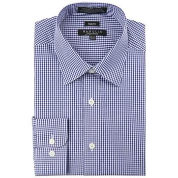 Marquis Men's Checkered Long Sleeve Slim Fit Dress Shirt Size S To XXL