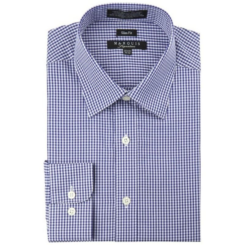 Marquis Men's Checkered Long Sleeve Slim Fit Dress Shirt Size S To XXL, 1 of 3
