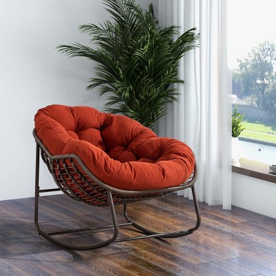 Rattan Reclining Rocking Chair,Patio Rocking Chair With Cushions Living Room-Cuddlewood