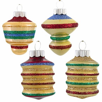 Christopher Radko 2.0 Inch Decorative Shapes Shiny Brite Vintage Style Tree Ornament Sets