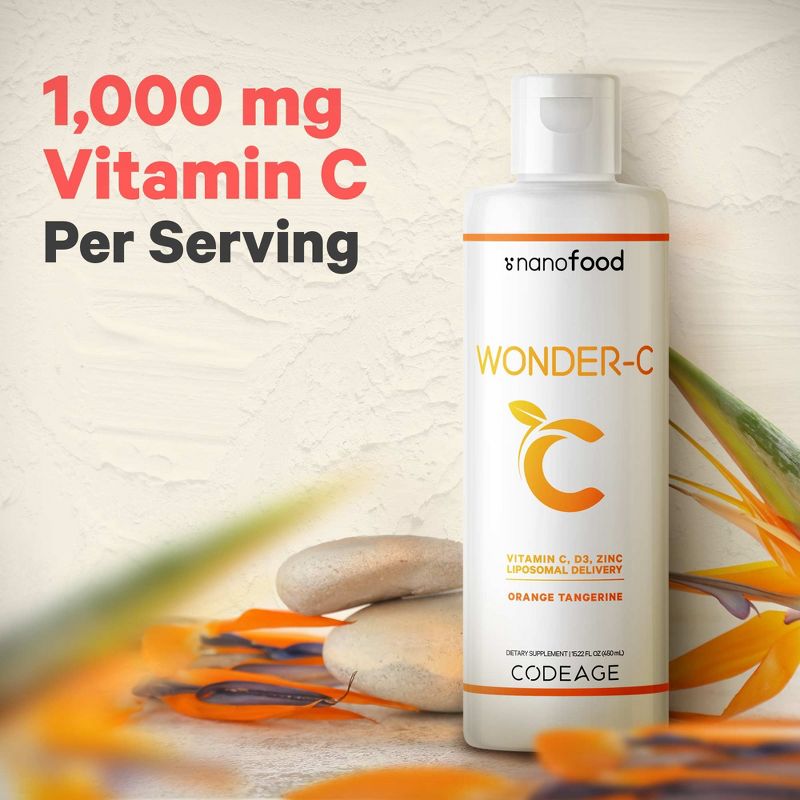Codeage Nanofood Wonder-C Liposomal Vitamin C, D3, E & Zinc Liquid Supplement - 16 fl oz, 4 of 10