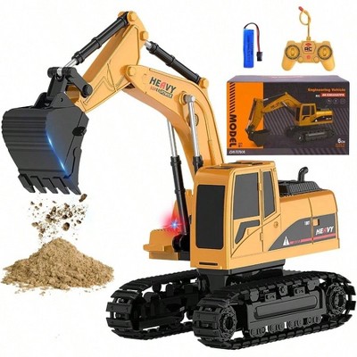 Remote Control Excavator Toy, Rechargeable Hydraulic Digger Truck for 6 - 12 Year Olds, Educational Birthday Gift