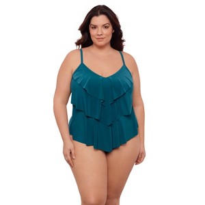 Aqua Green, Women's Triple Tier Tankini - 1 of 3