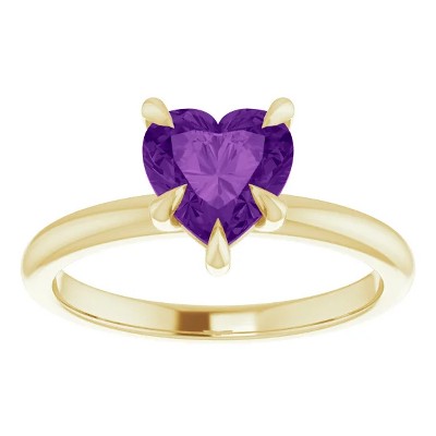 Pompeii3 7mm Amethyst Women's Heart Ring in 14k Gold 7mm Tall