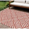 Red And Ivory Geometric Washable Indoor Outdoor Area Rug - 2 of 4