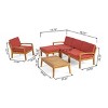 Christopher Knight Home Parma Patio Acacia Wood Slat Design 5 Seater  Upholstered Seating Set with Coffee Table - 3 of 4