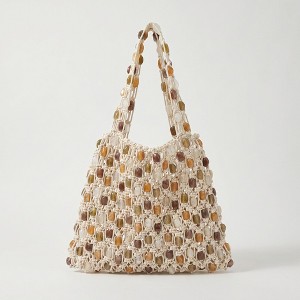 おさる　y.a.r.n. original shoulder bag Alilang Women's Beaded Shoulder Bag with Open Macrame Design and