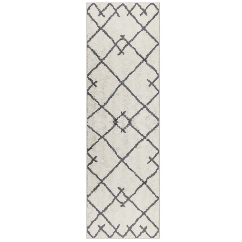 2'X7' Kenya Fleece Geometric Design Tufted Accent Rug Cream - Project 62™